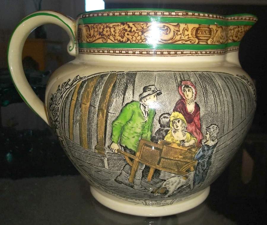 Cries of London (Green & Brown rim) 32 Oz Pitcher by Adams China-1
