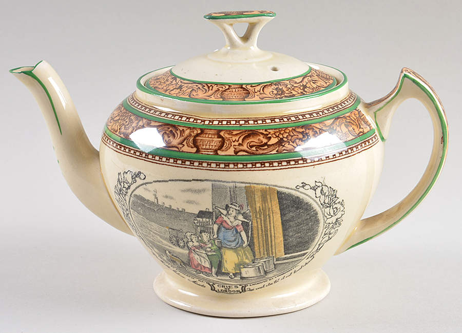 Cries of London (Green & Brown rim) Mini Teapot & Lid by Adams China-1