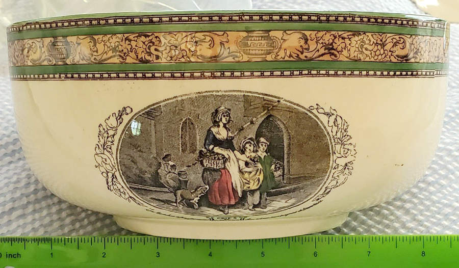 Cries of London (Green & Brown rim) 8" Round Bowl by Adams China-1