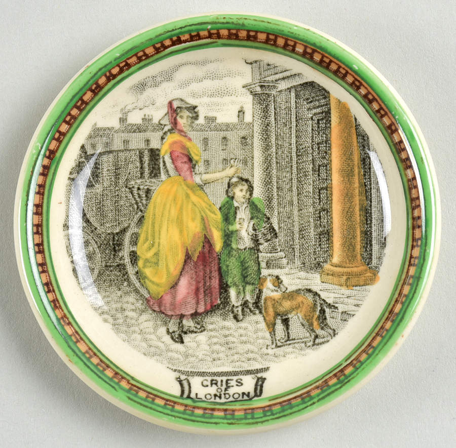 Cries of London (Green & Brown rim) Butter Pat by Adams China-1