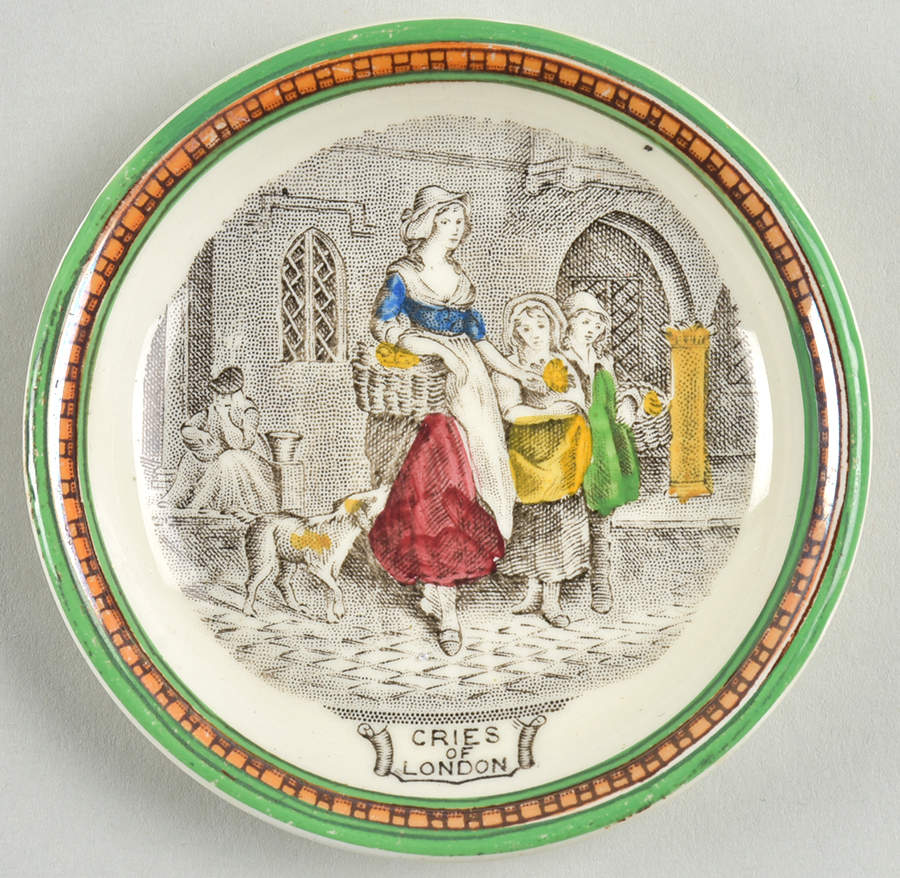Cries of London (Green & Brown rim) Butter Pat by Adams China-1