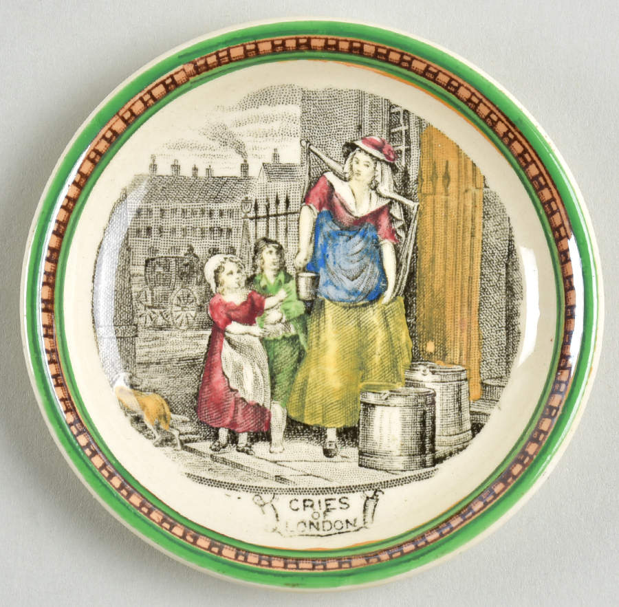 Cries of London (Green & Brown rim) Butter Pat by Adams China-1
