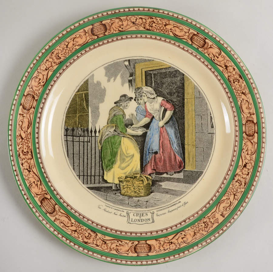Cries of London (Green & Brown rim) Dinner Plate by Adams China-1