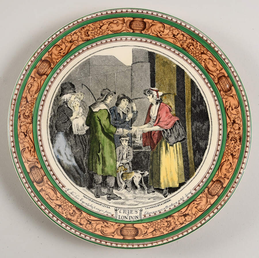 Cries of London (Green & Brown rim) Wall Plate by Adams China-1