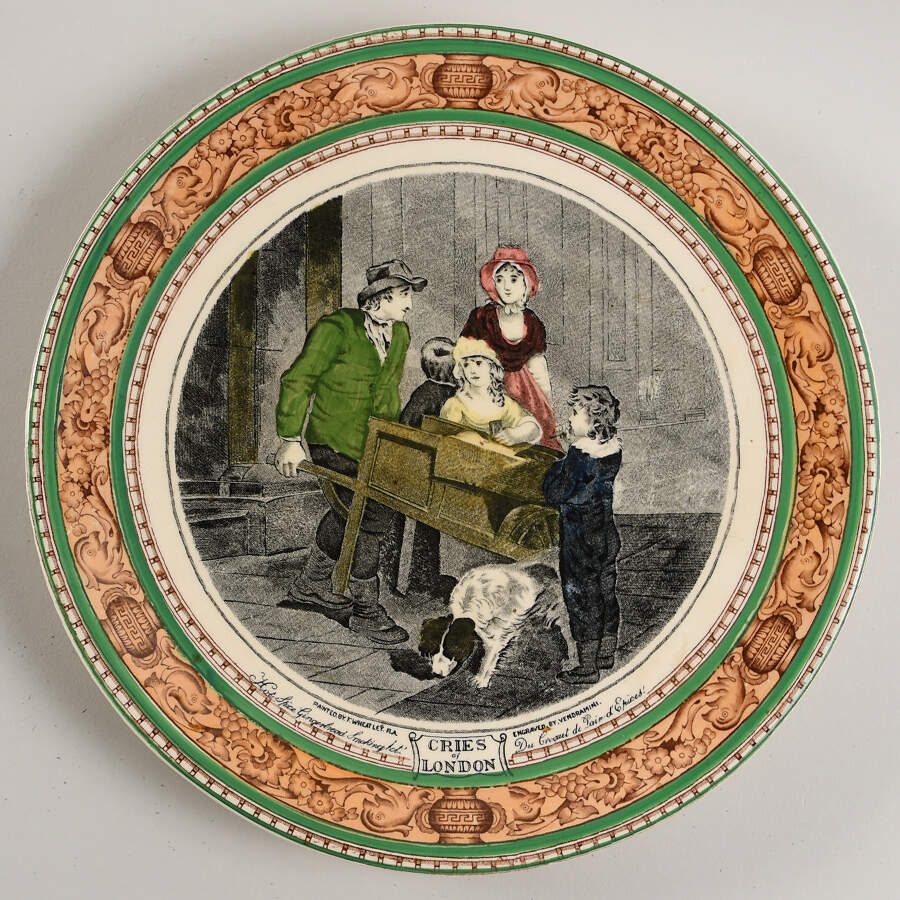 Cries of London (Green & Brown rim) Wall Plate by Adams China-1