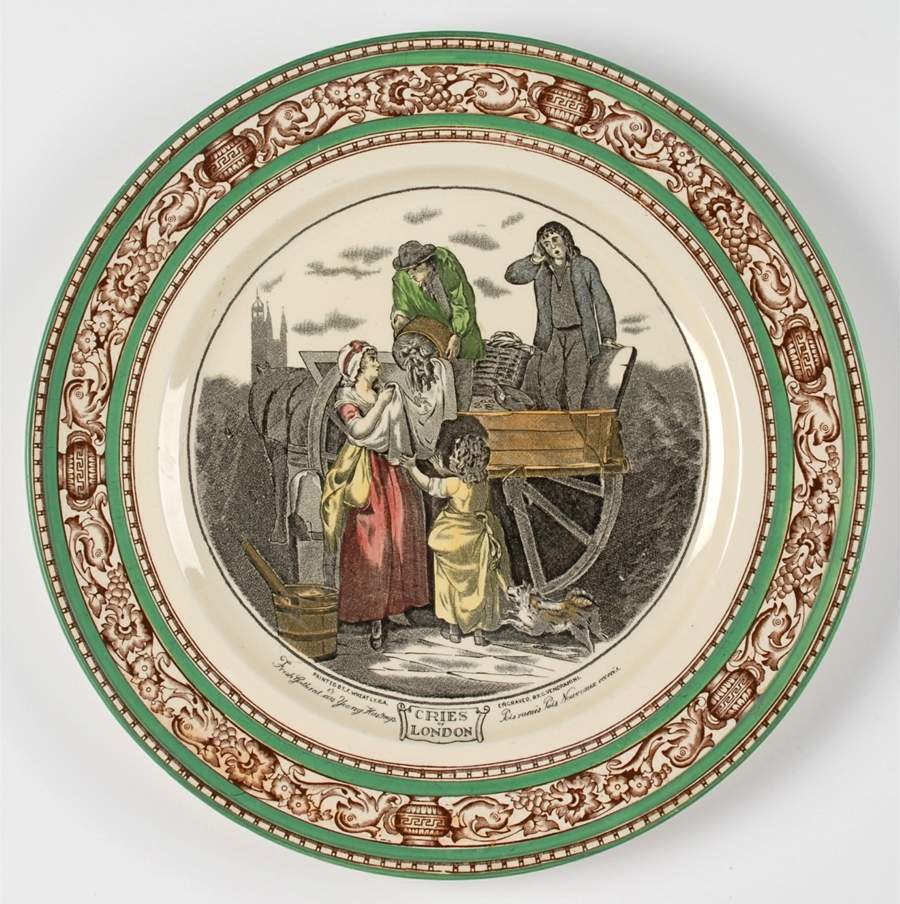 Cries of London (Green & Brown rim) Dinner Plate by Adams China-1