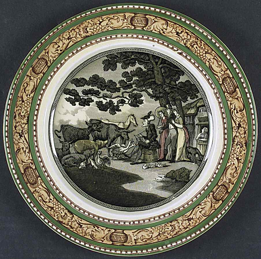 Cries of London (Green & Brown rim) Dinner Plate by Adams China-1