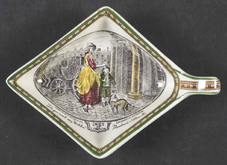 Cries of London (Green & Brown rim) Small Diamond Shape Ashtray by Adams China-1