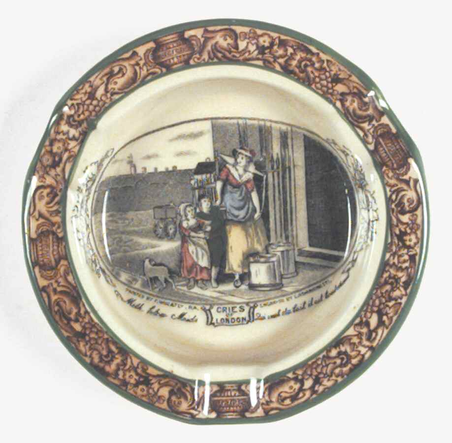 Cries of London (Green & Brown rim) 5" Ashtray by Adams China-1