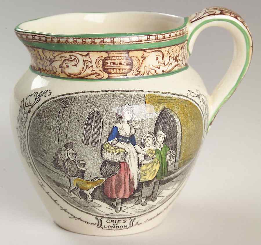Cries of London (Green & Brown rim) Creamer by Adams China-1