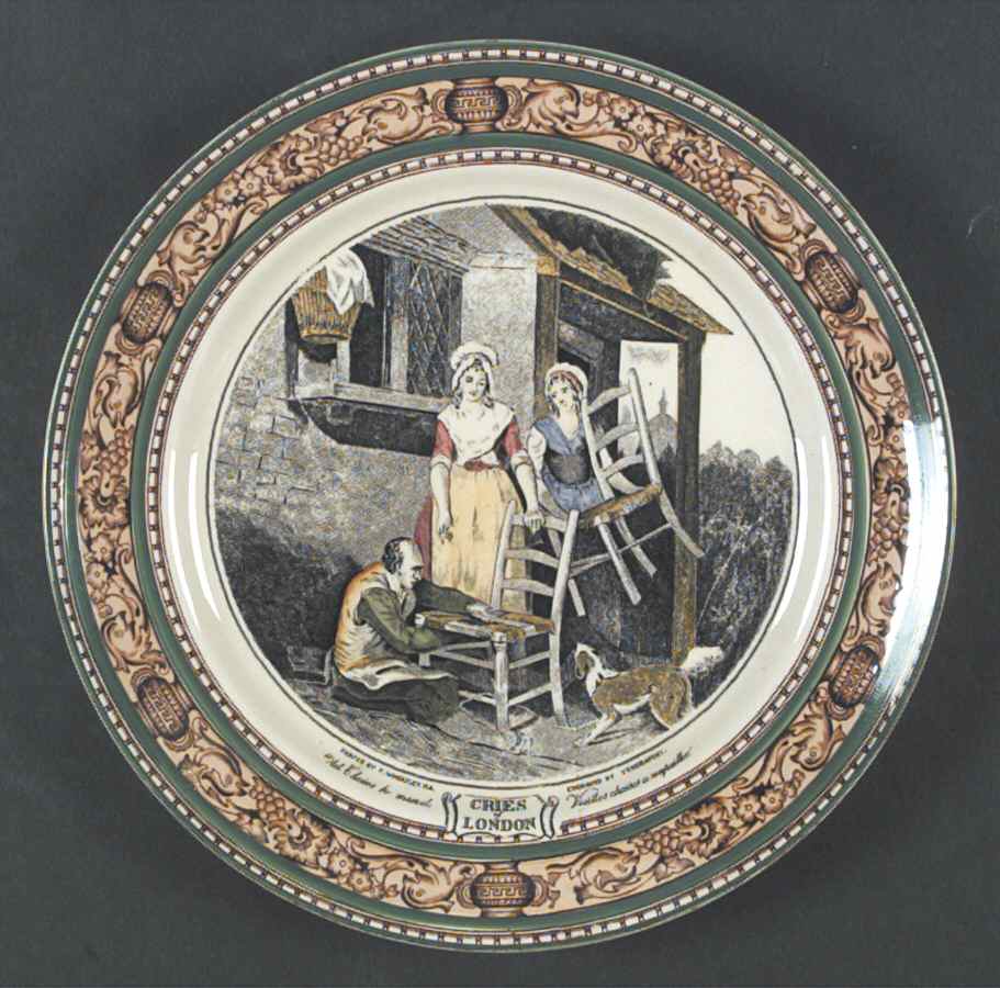 Cries of London (Green & Brown rim) Dinner Plate by Adams China-1