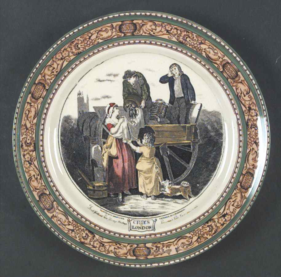 Cries of London (Green & Brown rim) Dinner Plate by Adams China-1