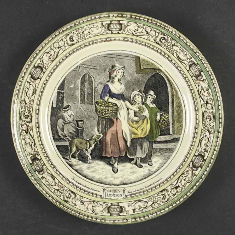 Cries of London (Green & Brown rim) Dinner Plate by Adams China-1