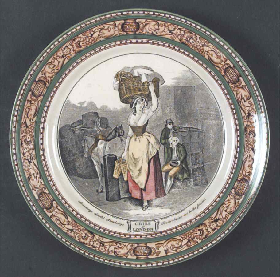 Cries of London (Green & Brown rim) Dinner Plate by Adams China-1