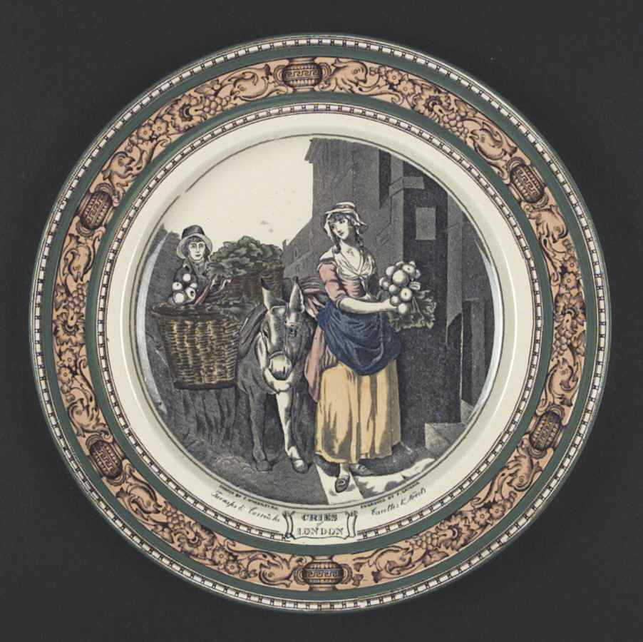 Cries of London (Green & Brown rim) Dinner Plate by Adams China-1