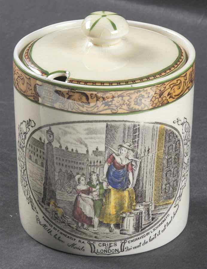 Cries of London (Green & Brown rim) Jam/Jelly & Lid by Adams China-1