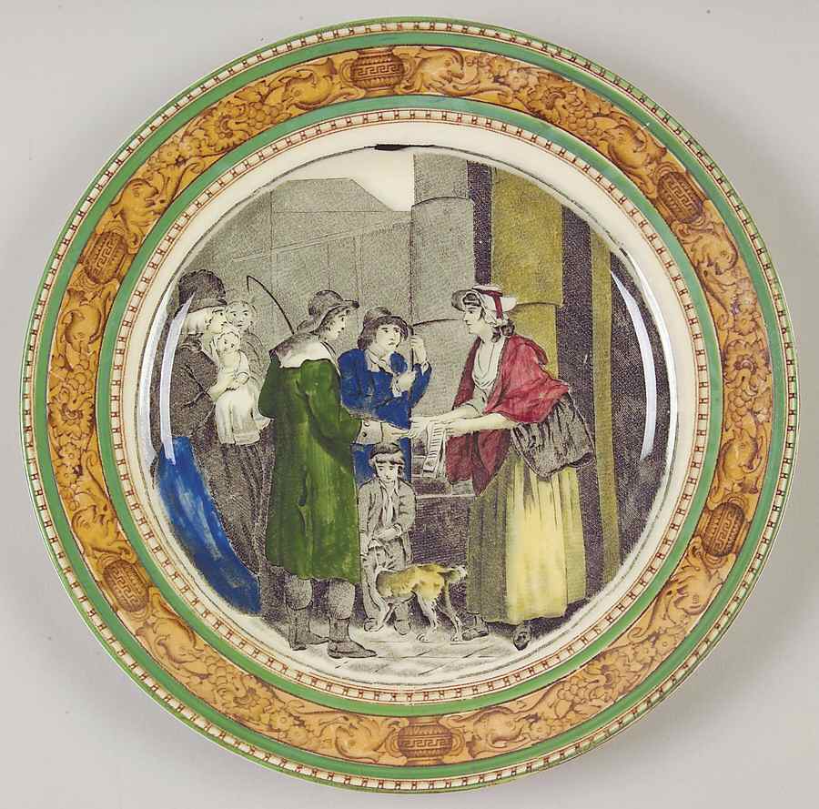 Cries of London (Green & Brown rim) Luncheon Plate by Adams China-1