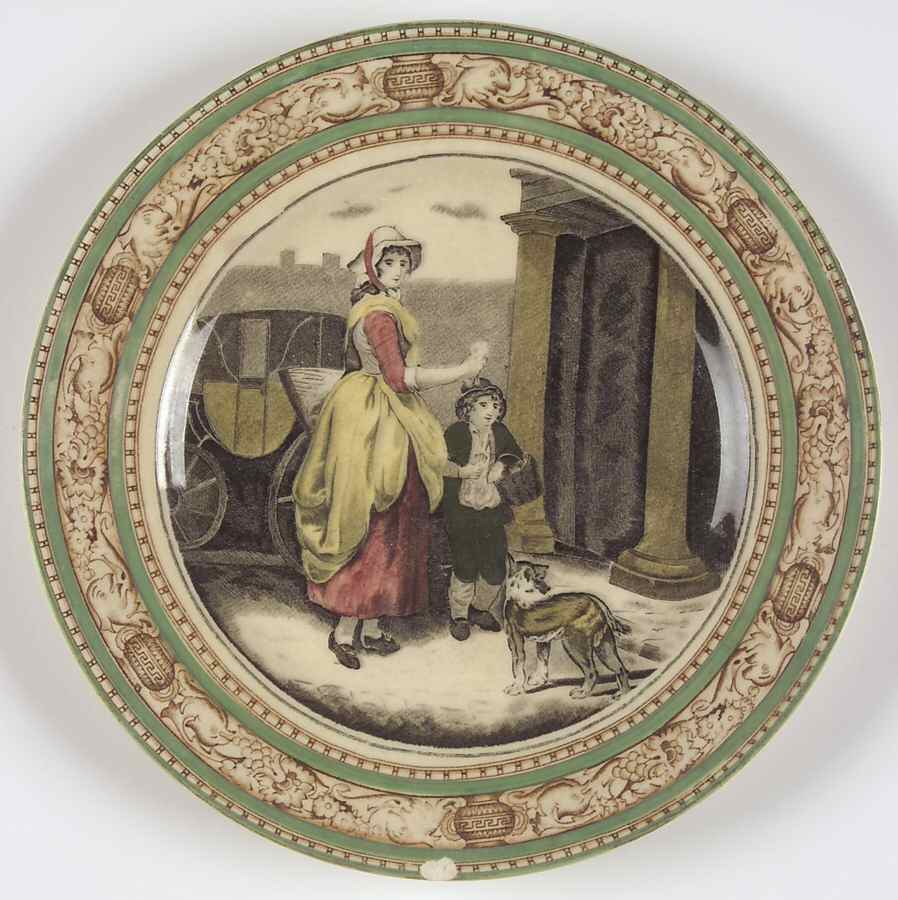 Cries of London (Green & Brown rim) Luncheon Plate by Adams China-1