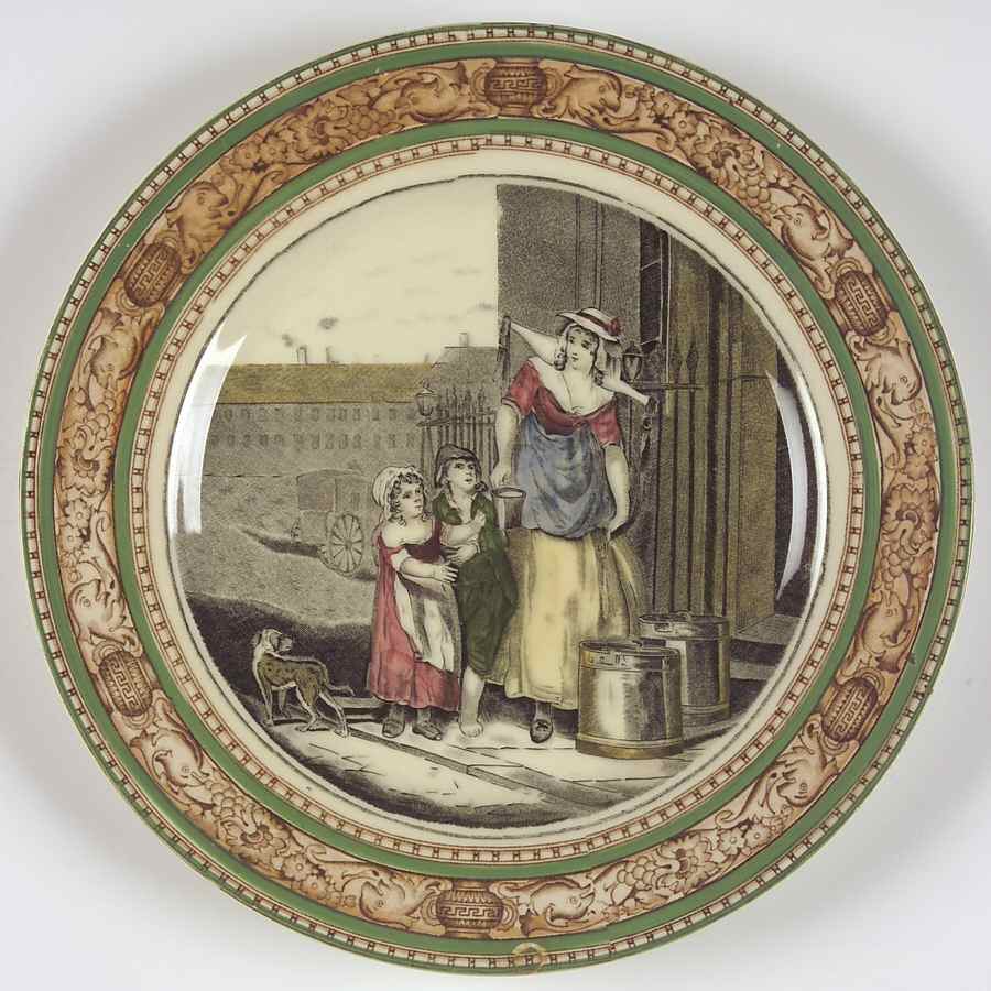 Cries of London (Green & Brown rim) Luncheon Plate by Adams China-1