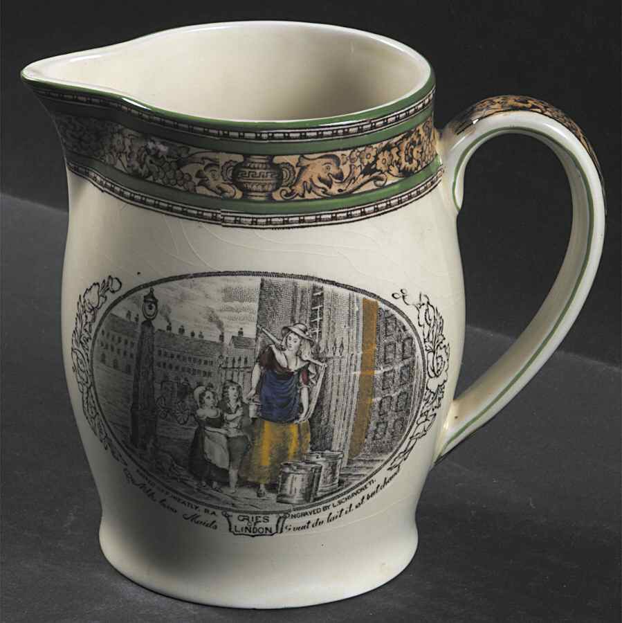 Cries of London (Green & Brown rim) 20 Oz Pitcher by Adams China-1