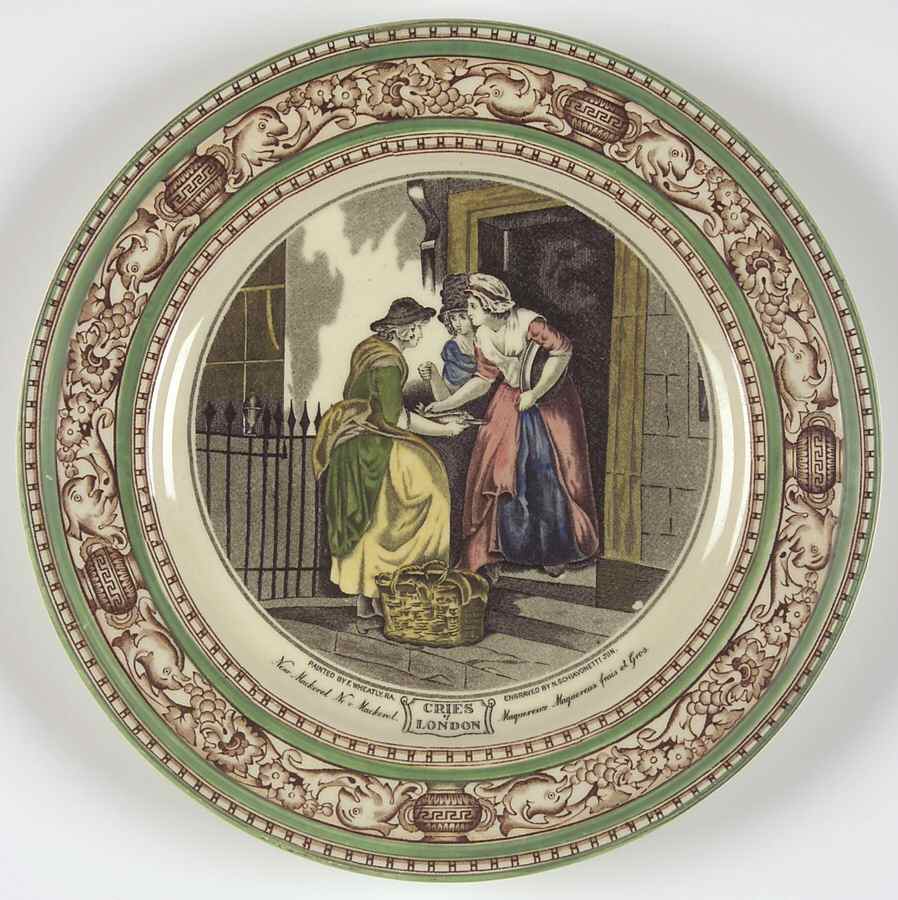 Cries of London (Green & Brown rim) Salad Plate by Adams China-1