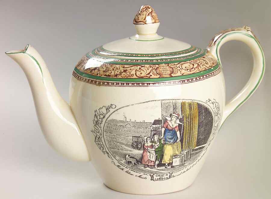 Cries of London (Green & Brown rim) Mini Teapot & Lid by Adams China-1