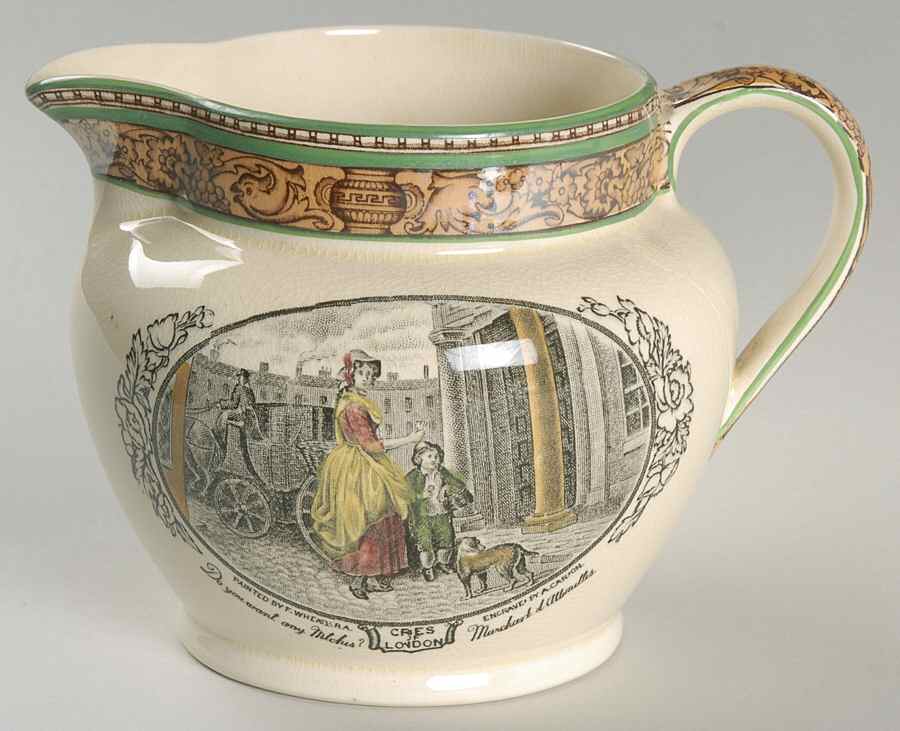 Cries of London (Green & Brown rim) 16 Oz Pitcher by Adams China-1