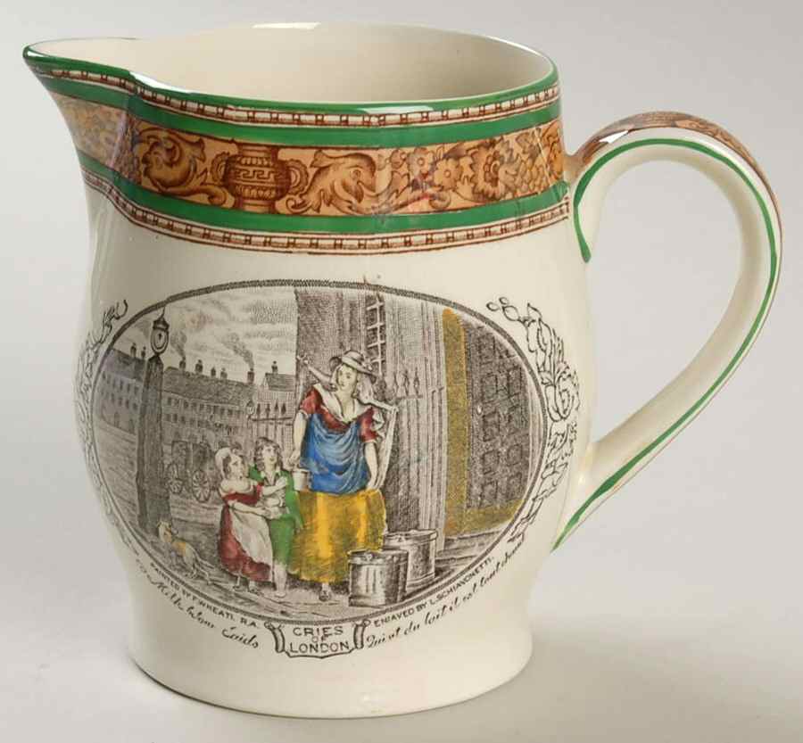 Cries of London (Green & Brown rim) 14 Oz Pitcher by Adams China-1