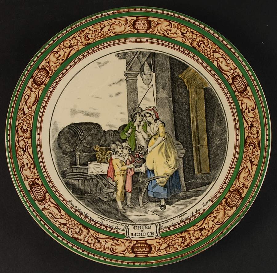 Cries of London (Green & Brown rim) Wall Plate by Adams China-1
