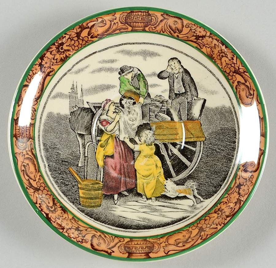 Cries of London (Green & Brown rim) Saucer for Flat Demitasse Cup by Adams China-1
