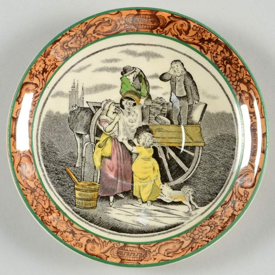 Cries of London (Green & Brown rim) Saucer for Flat Demitasse Cup by Adams China-1