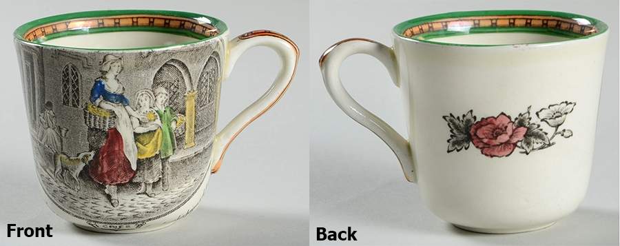 Cries of London (Green & Brown rim) Flat Demitasse Cup by Adams China-1