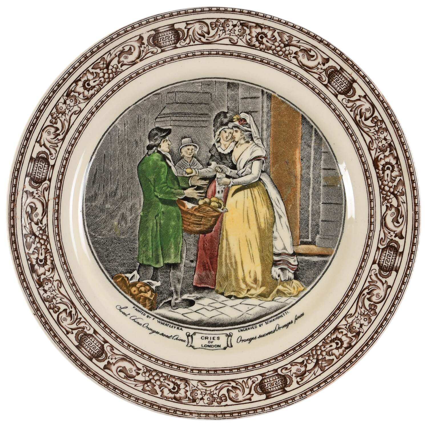 Cries of London (Brown Border) Salad Plate by Adams China-1