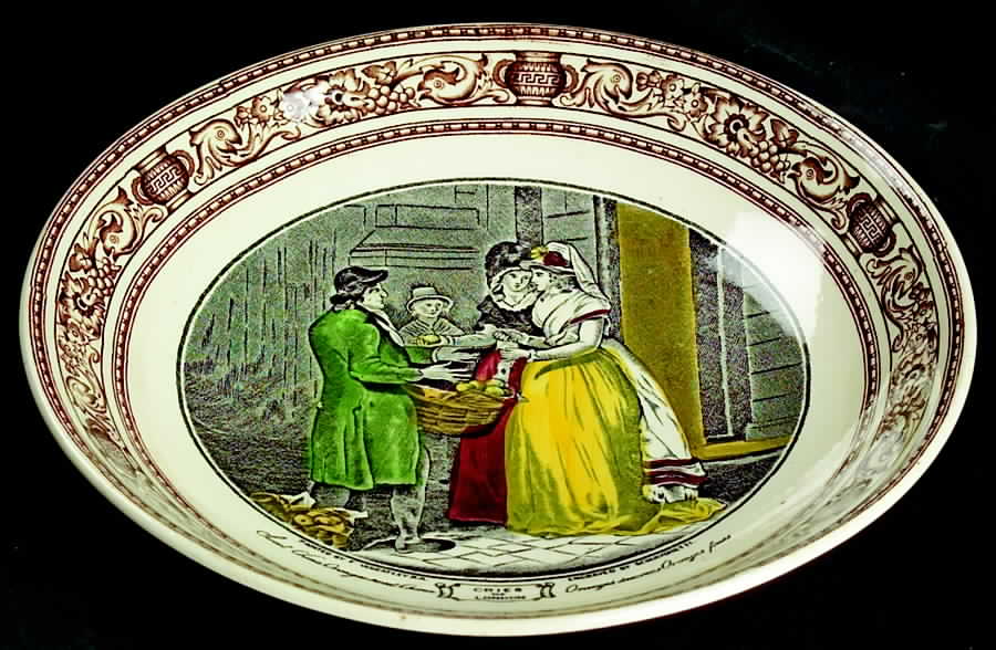Cries of London (Brown Border) Coupe Soup Bowl by Adams China-1