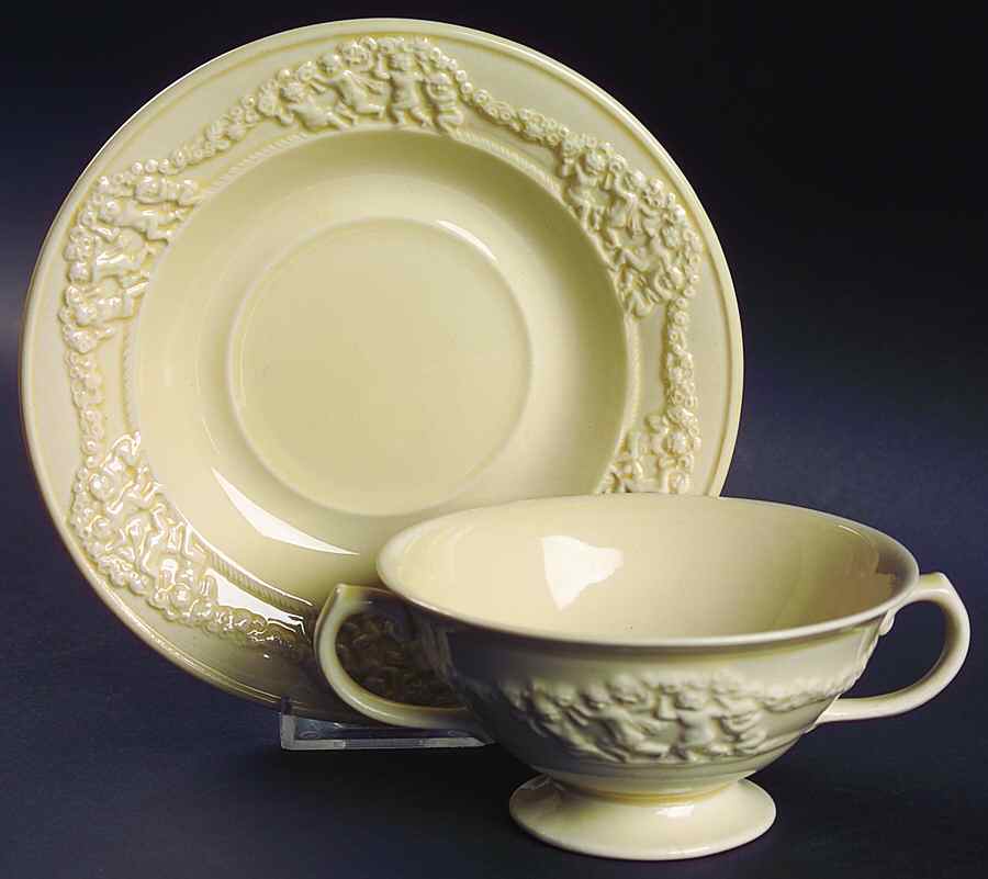 Della Monte Footed Cream Soup Bowl & Saucer Set by Adams China-1