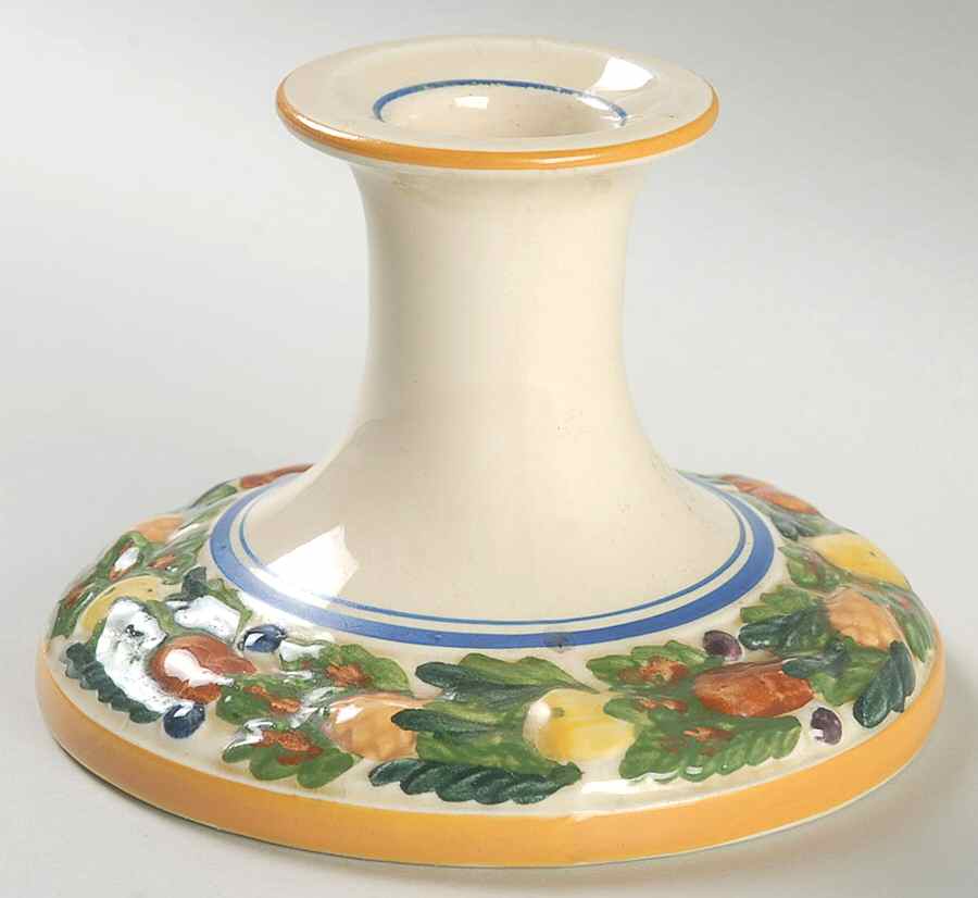Della Robia Multicolor on Cream 3" Candlestick by Adams China-1