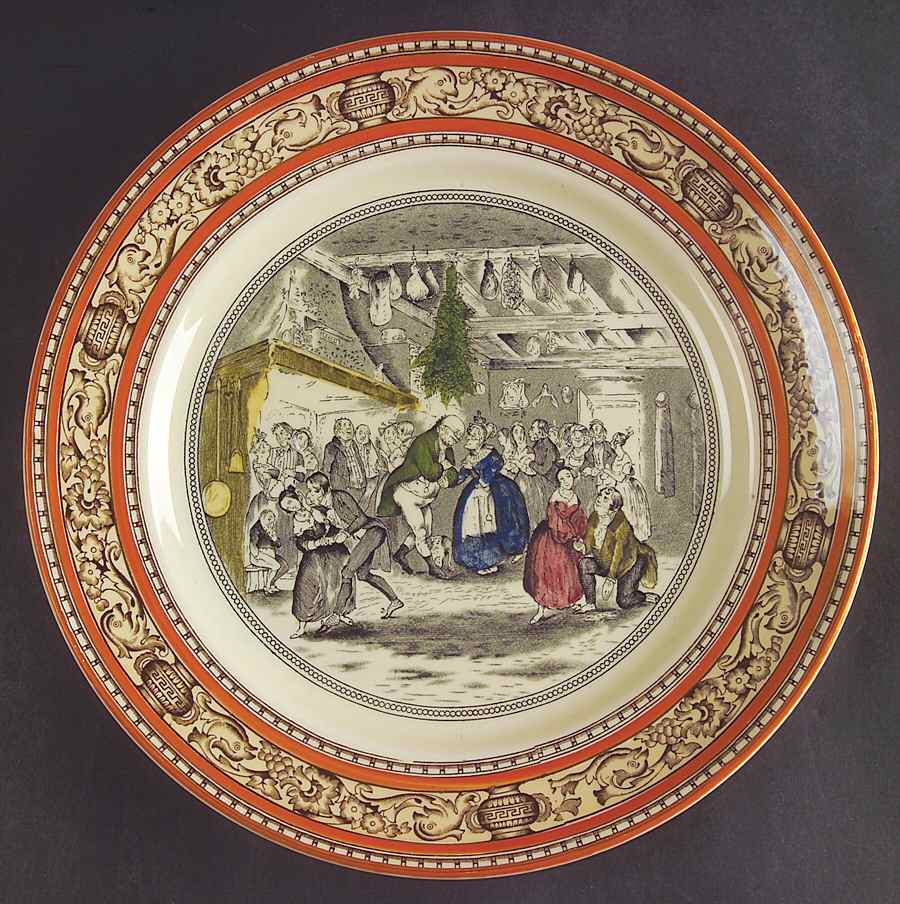 Dickens Orange (Old Back Stamp) Dinner Plate by Adams China-1