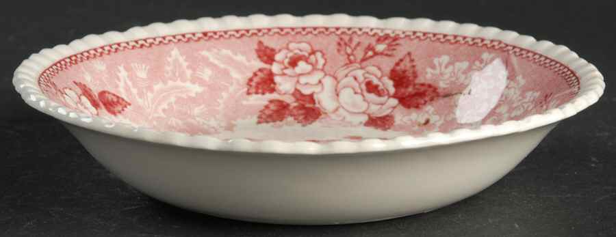 English Scenic Pink (Older-Cream) Fruit/Dessert (Sauce) Bowl by Adams China-1