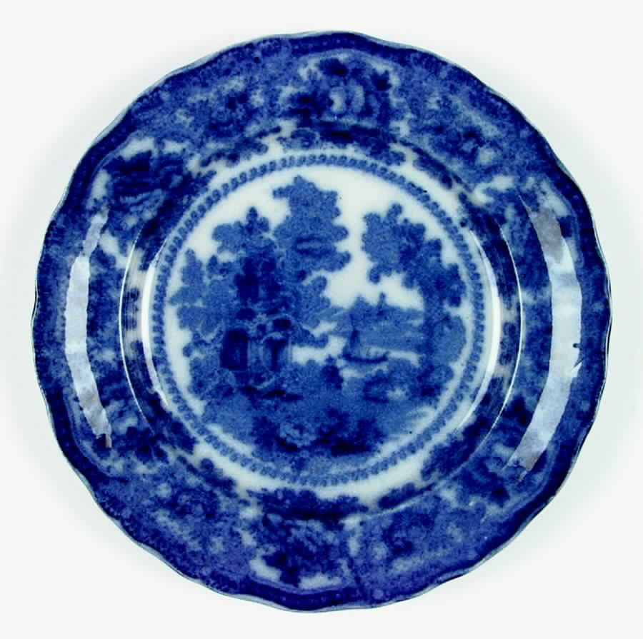 Fairy Villas (Flow Blue, Center Scene) Luncheon Plate by Adams China-1