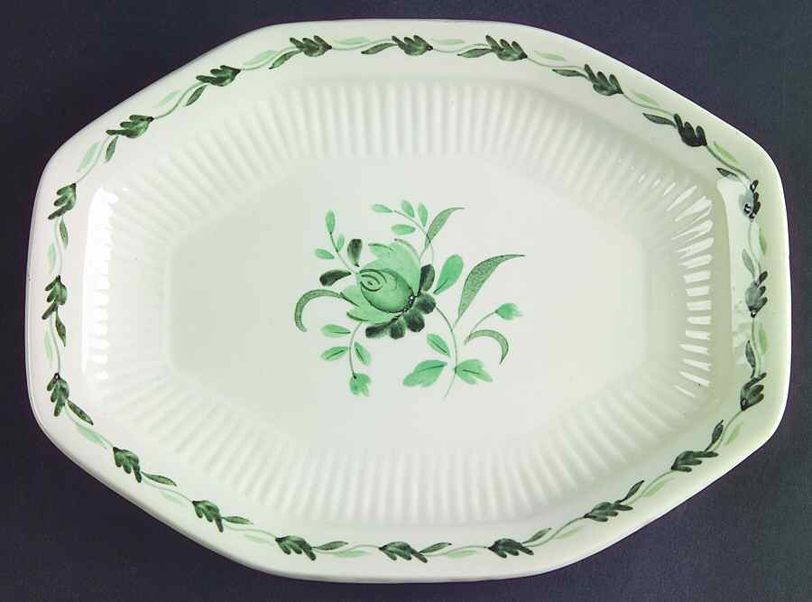 Lincoln (Green Vine on Rim) Relish/Gravy Underplate by Adams China-1
