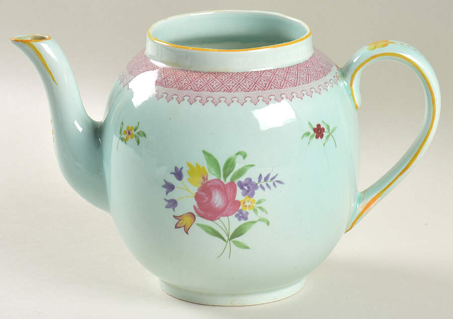 Lowestoft (Newer Backstamp) Teapot No Lid by Adams China-1