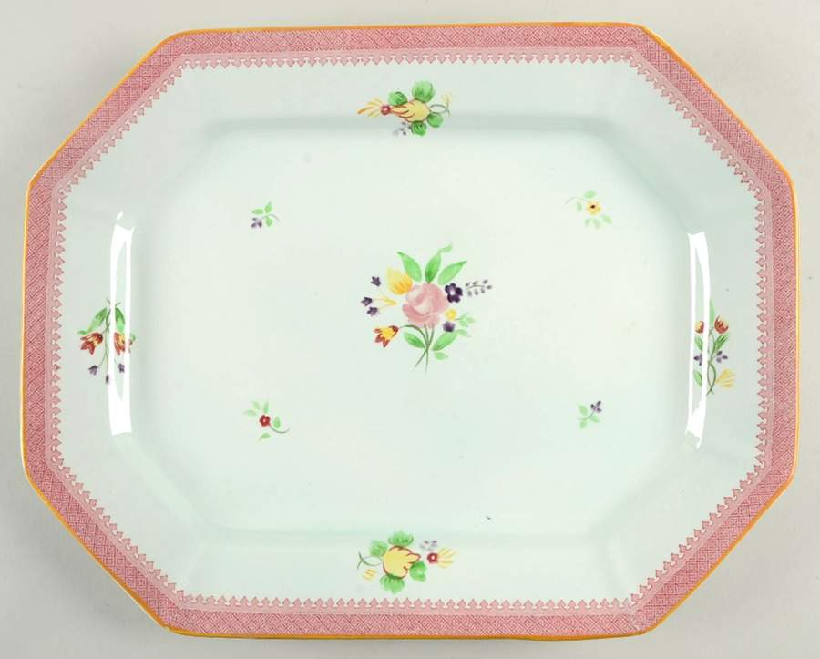 Lowestoft (Older Backstamp) 15" Oval Serving Platter by Adams China-1