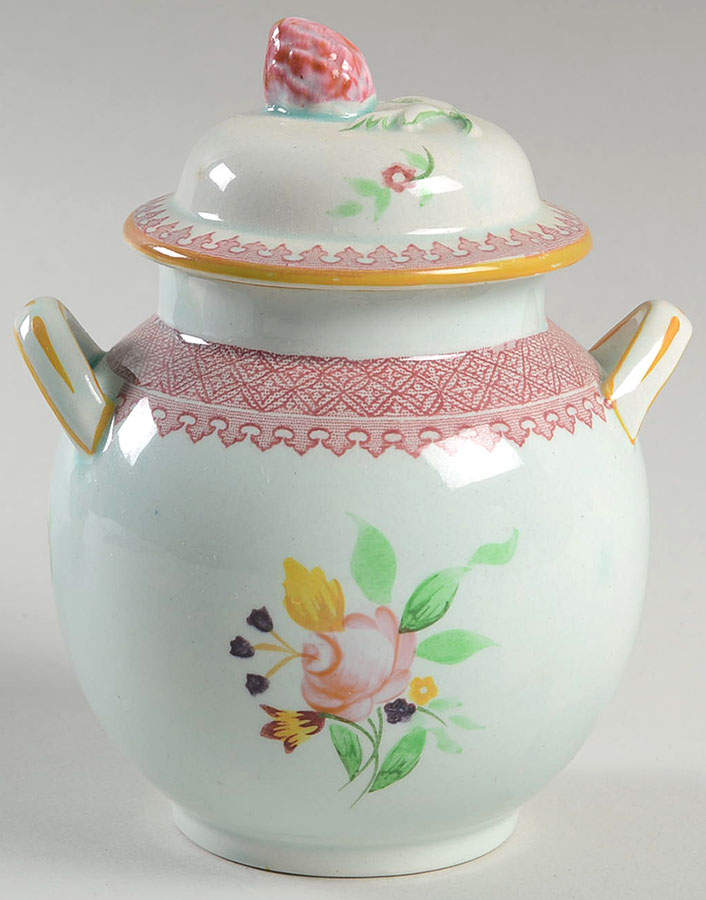 Lowestoft (Older Backstamp) Sugar Bowl & Lid by Adams China-1