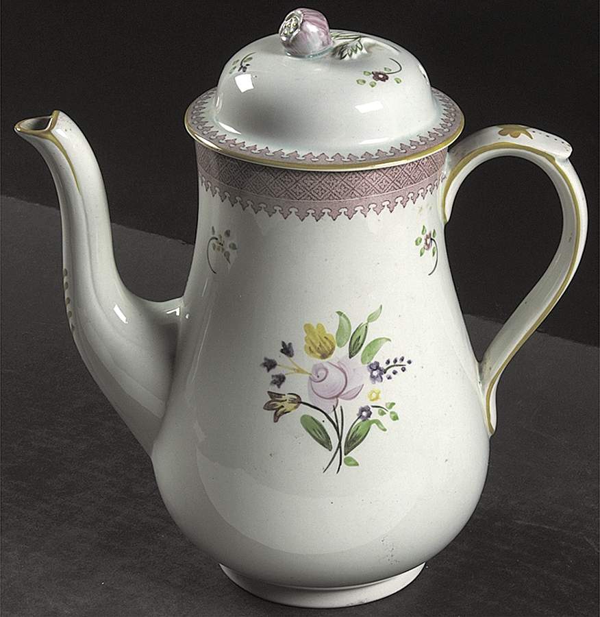 Lowestoft (Older Backstamp) Coffee Pot & Lid by Adams China-1