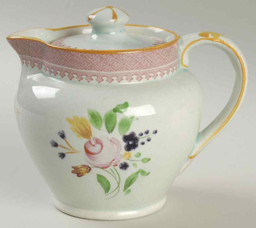 Lowestoft (Older Backstamp) Creamer & Lid by Adams China-1