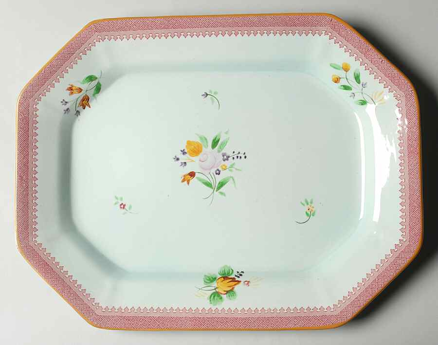 Lowestoft (Older Backstamp) 13" Oval Serving Platter by Adams China-1