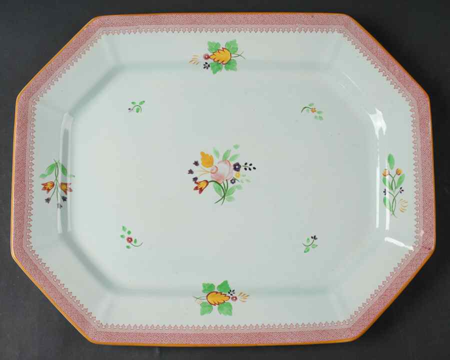 Lowestoft (Older Backstamp) 16" Oval Serving Platter by Adams China-1