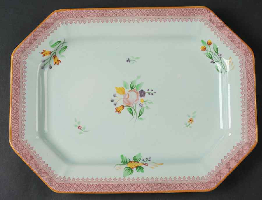 Lowestoft (Older Backstamp) 12" Oval Serving Platter by Adams China-1