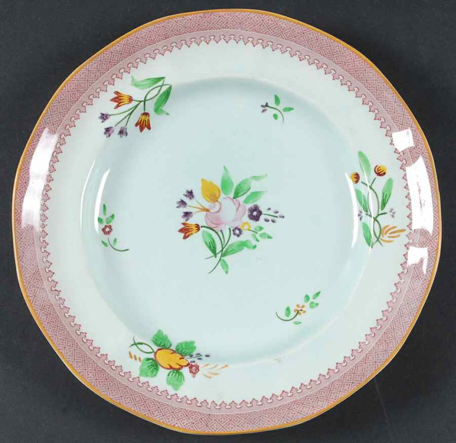 Lowestoft (Older Backstamp) Luncheon Plate by Adams China-1