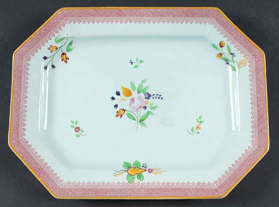 Lowestoft (Older Backstamp) 11" Oval Serving Platter by Adams China-1